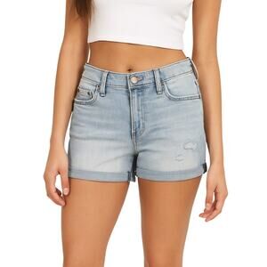 Cosmic Blue Love Jodie Distressed Cuffed Shorts Blue NWT Size 26 Denim